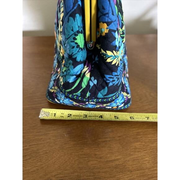 Vera Bradly Blue Purple Yellow Square Clasp Short Handle Purse. - Picture 13 of 14